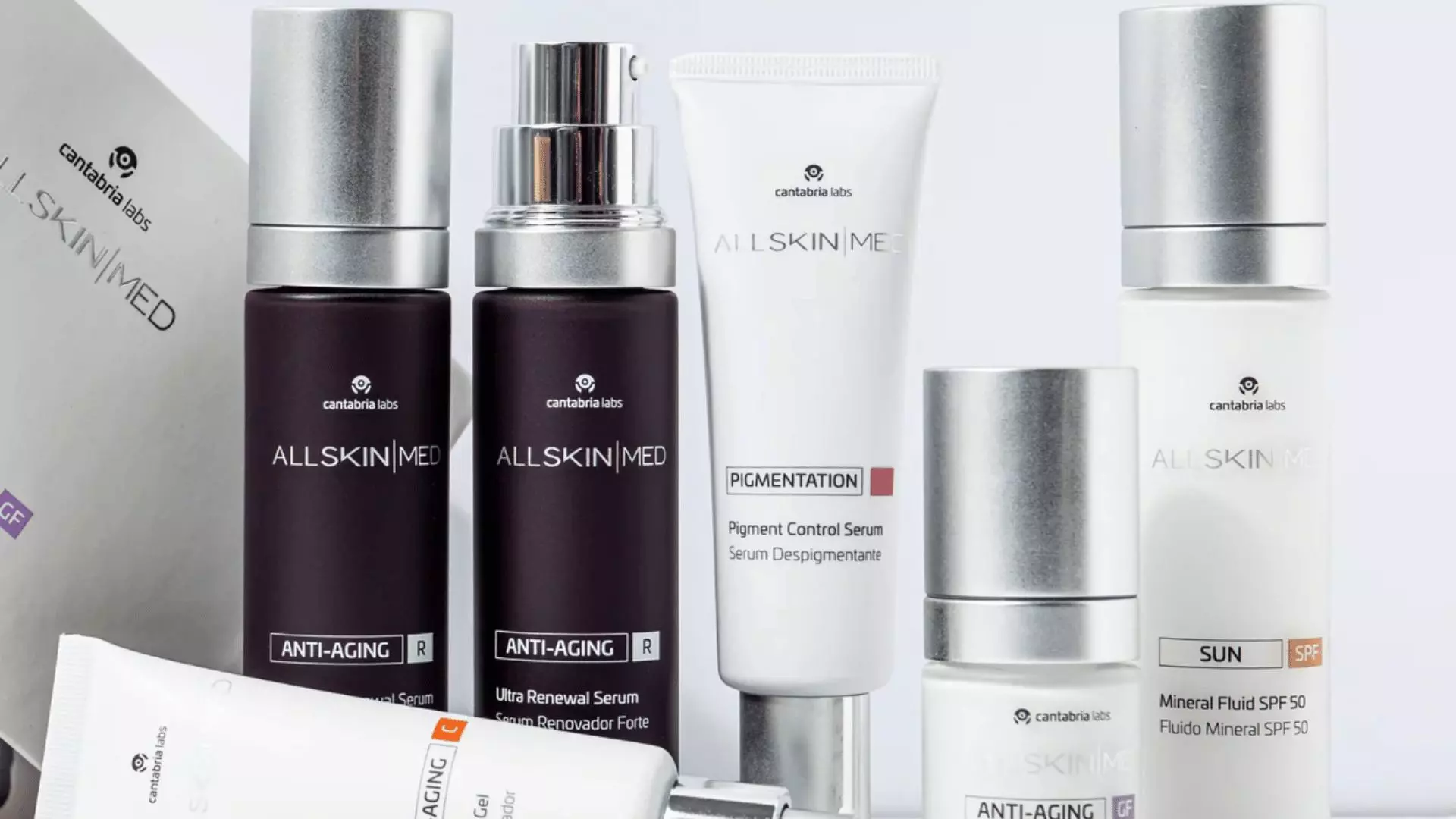 Gama de productos cosméticos de la marca All Skin Med a la venta en Virtus Estética.
