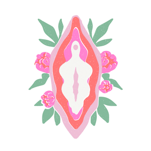 Vulva femenina decorada con flores. Unidad Ginecoestética de Virtus Estética. 
